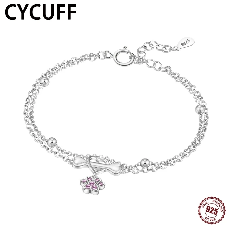 CYCUFF 100% 925 Sterling Silver Cute Pet Paw Prints Bracelet Chain Link For Women Bracelet Birthday Party Fine Jewelry Accessory
CYCUFF 100% 925 Sterling Silver Cute Pet Paw Prints Bracelet Chain Link For Women Bracelet Birthday Party Fine Jewelry Accessory