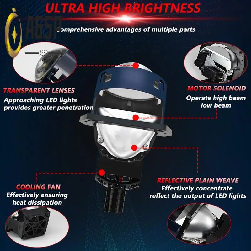 A65P-3 Inch LED Light Bulbs White 6000K Car Projector Lens HID Bi-Xenon High Low Fog Lights H4 H7 9005 9006 9-16V
A65P-3 Inch LED Light Bulbs White 6000K Car Projector Lens HID Bi-Xenon High Low Fog Lights H4 H7 9005 9006 9-16V