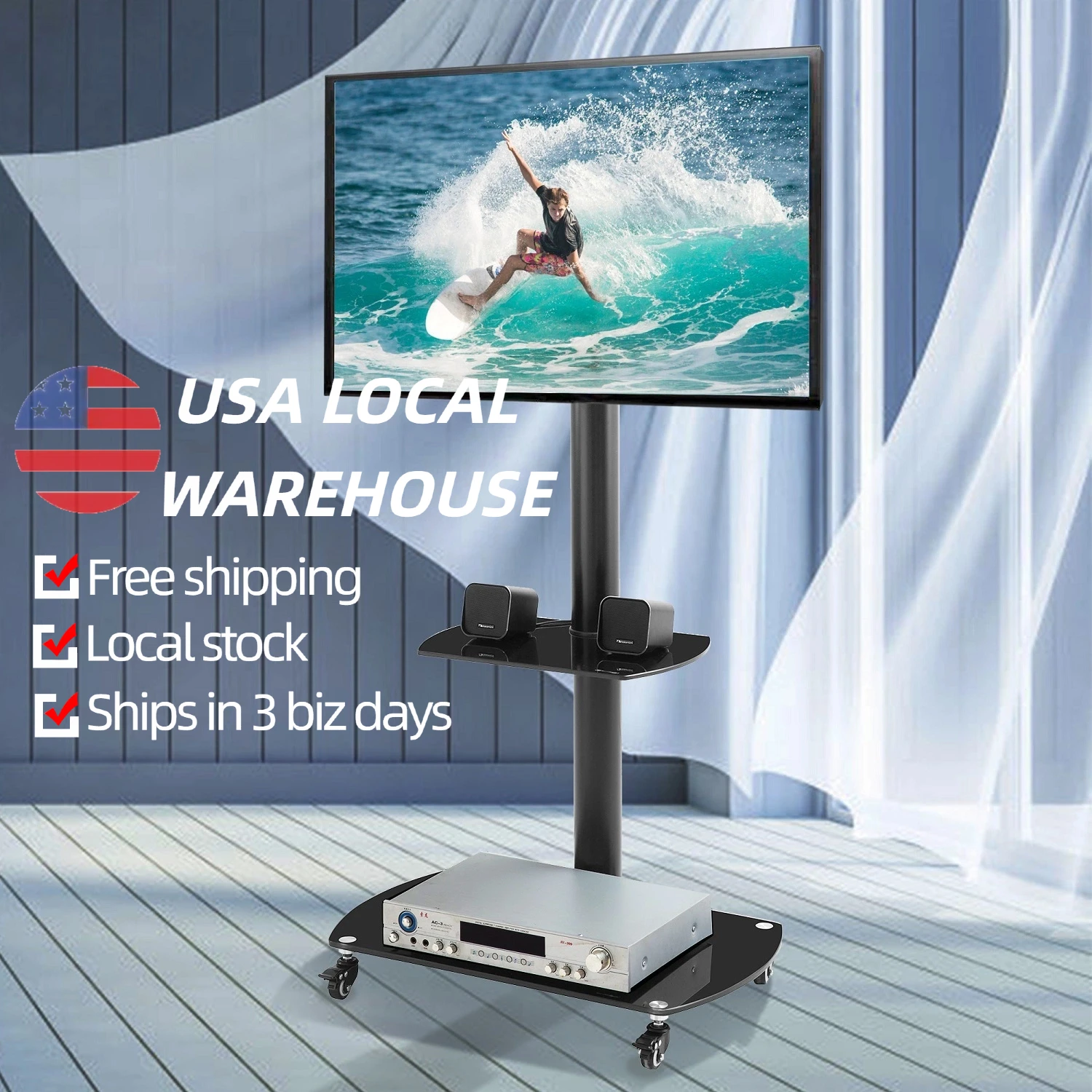 Wall-Mounted Floating TV Stand Modern Media Console with Hidden Storage Height Adjustable Rolling TV Stand with Locking Wheels
Wall-Mounted Floating TV Stand Modern Media Console with Hidden Storage Height Adjustable Rolling TV Stand with Locking Wheels
