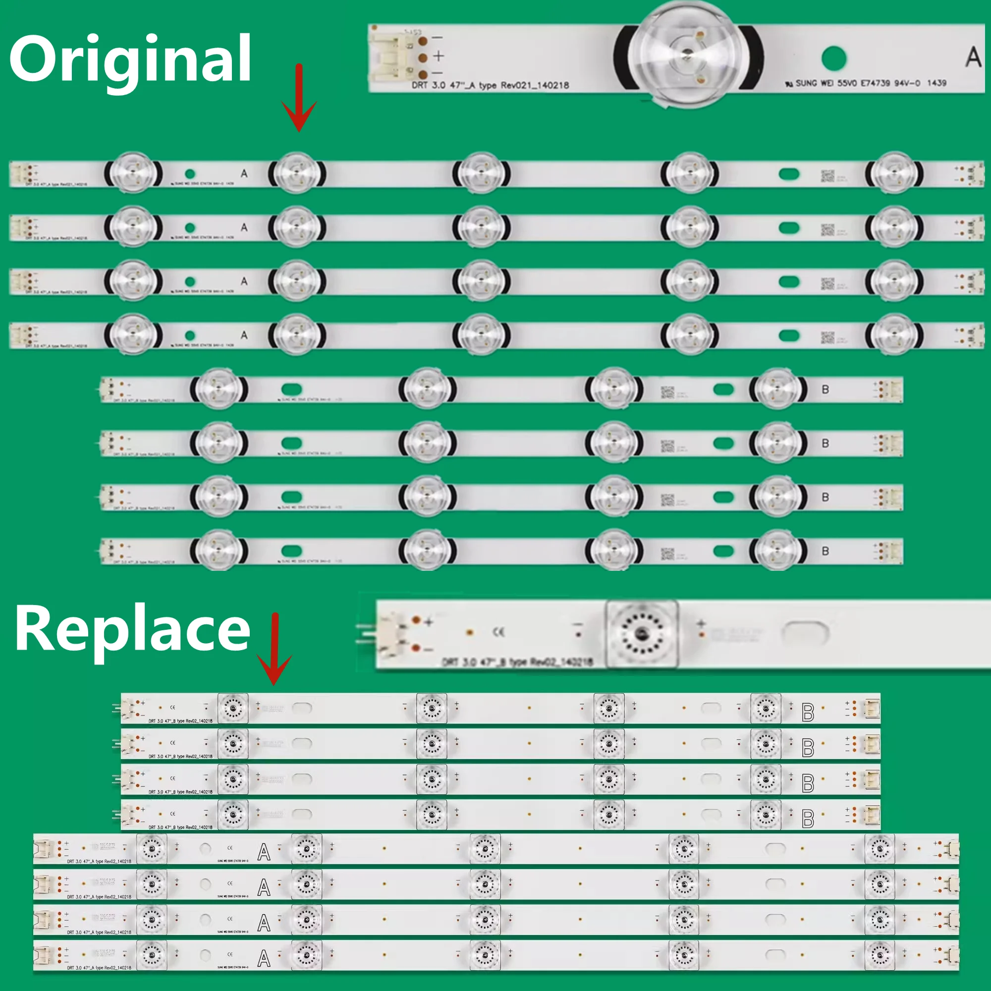 New 5Kit LED Strip For 6916L-1948A 6916L-1949A 47LB570V 47LB580V 47LB582V 47LB620V 47LB630V 47LB631V 47LB650V 47LB652V 47LB653V
New 5Kit LED Strip For 6916L-1948A 6916L-1949A 47LB570V 47LB580V 47LB582V 47LB620V 47LB630V 47LB631V 47LB650V 47LB652V 47LB653V