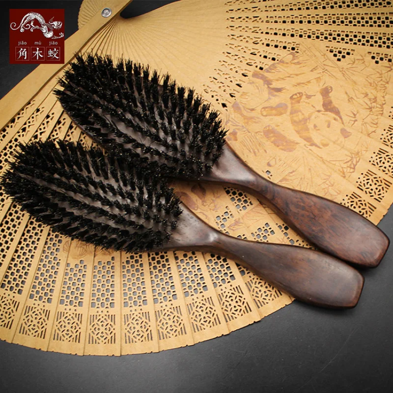 Ebony wood pig bristles, handle comb with packaging box
Ebony wood pig bristles, handle comb with packaging box