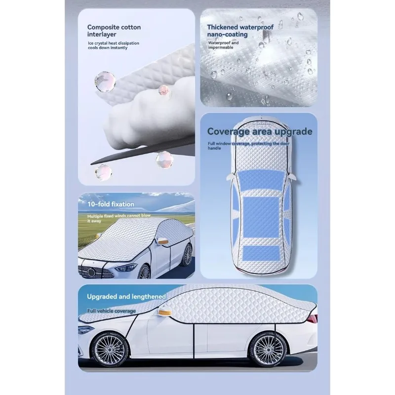 Универсальный чехол для седанов и внедорожников, снежный чехол из утолщенного хлопка, серебристый, с защитой от мороза, автомобильный чехол 
Универсальный чехол для седанов и внедорожников, снежный чехол из утолщенного хлопка, серебристый, с защитой от мороза, автомобильный чехол
