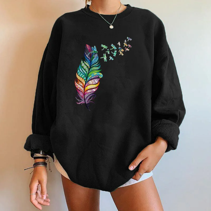Seeyoushy Harajuku Drop-shoulder Women Sweatshirts Color Vintage Feather Dragonfly Funny Streetwear Sweatshirts Pullovers Tops
Seeyoushy Harajuku Drop-shoulder Women Sweatshirts Color Vintage Feather Dragonfly Funny Streetwear Sweatshirts Pullovers Tops