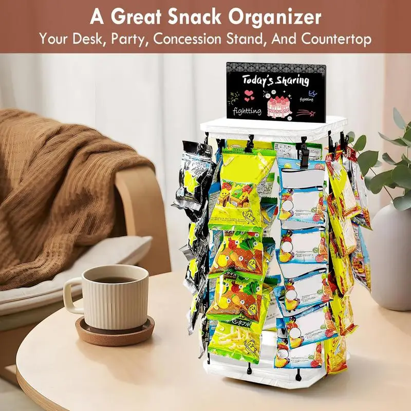 Chip Rack Display Stand Chip Rack Organizer Snack Holder 5 Tiers 40 Clips 360 Rotating Storage Organizer with Message Board
Chip Rack Display Stand Chip Rack Organizer Snack Holder 5 Tiers 40 Clips 360 Rotating Storage Organizer with Message Board