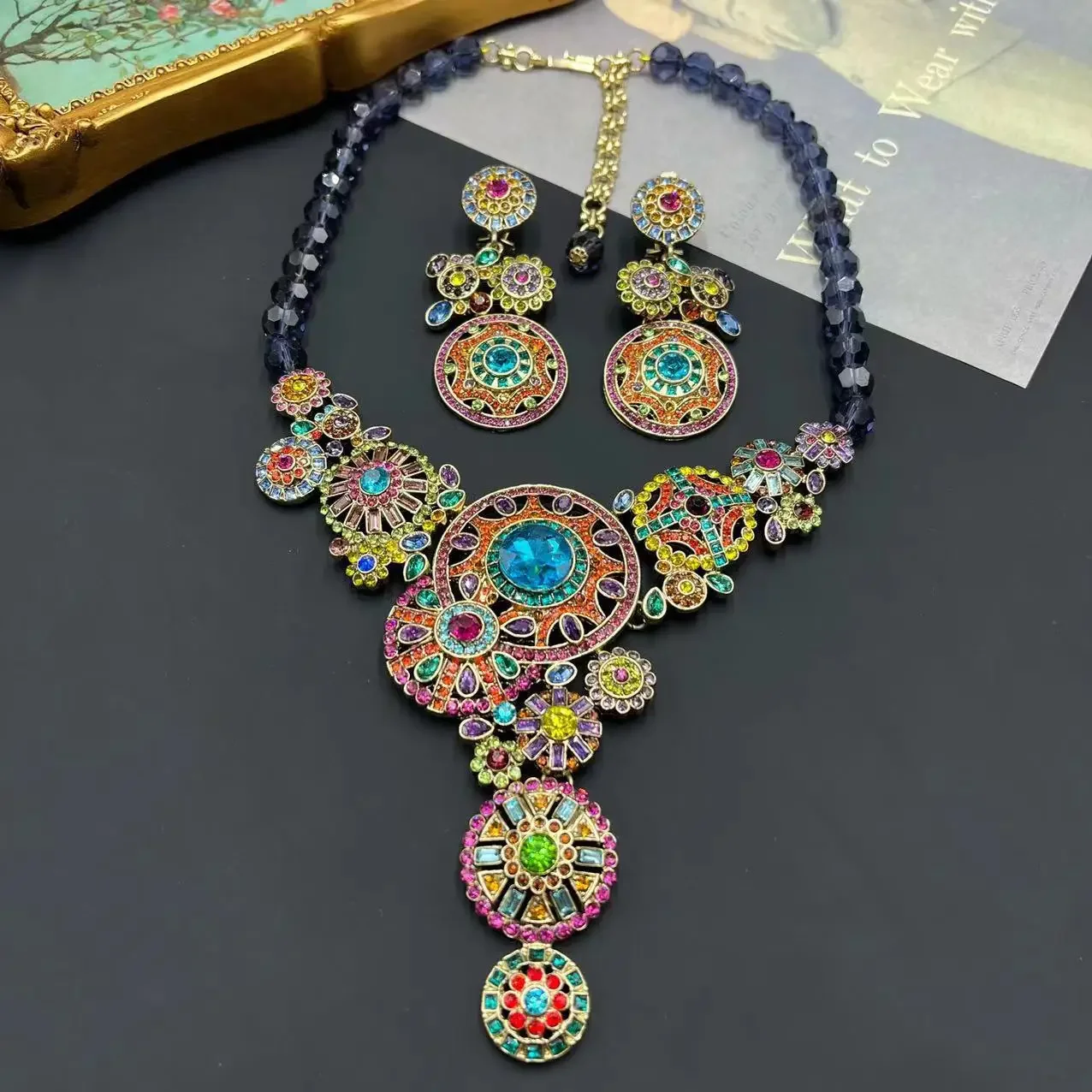Decoration Women's Earring New Colorful Windmill Flower Retro Necklace Vintage Medieval Diamond Ethnic Moroccan Arab jewelry
Decoration Women's Earring New Colorful Windmill Flower Retro Necklace Vintage Medieval Diamond Ethnic Moroccan Arab jewelry