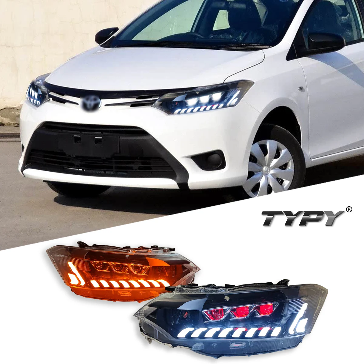 TYPY автомобильная фара для Toyota Vios 2014-2016, обновление, модифицированная для нового DRL, динамический указатель поворота, светодиодная фара, автоаксессуары
TYPY автомобильная фара для Toyota Vios 2014-2016, обновление, модифицированная для нового DRL, динамический указатель поворота, светодиодная фара, автоаксессуары