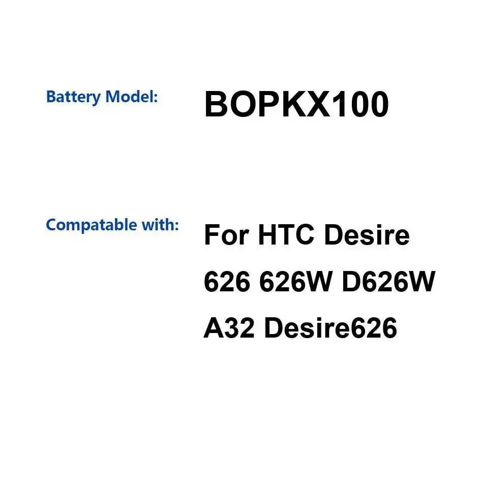 Для Htc Desire 626 626 Вт D626W A32 Desire626 BOPKX100 Быстрая зарядка 2000 мАч Надежная сменная батарея для мобильного телефона
Для Htc Desire 626 626 Вт D626W A32 Desire626 BOPKX100 Быстрая зарядка 2000 мАч Надежная сменная батарея для мобильного телефона