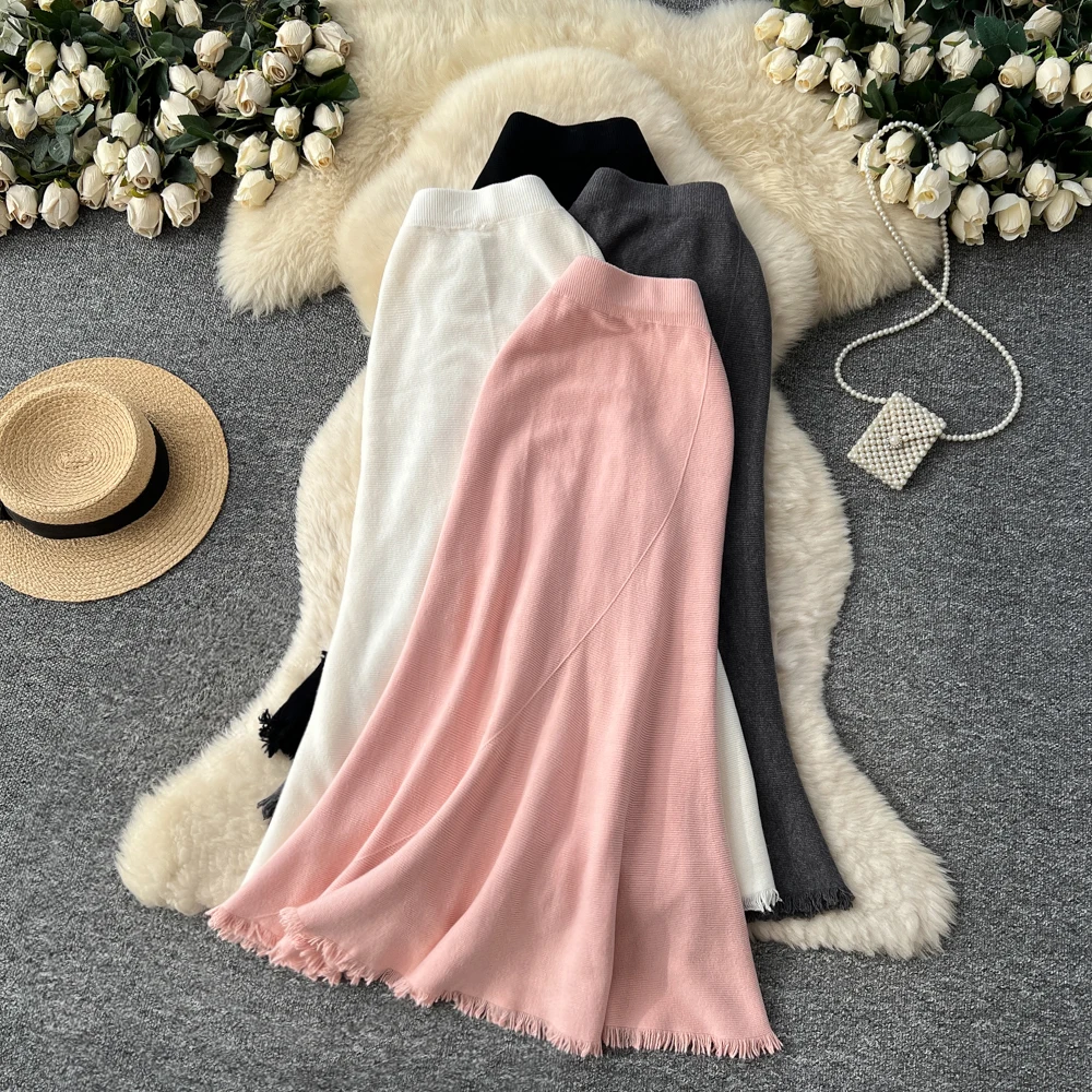 Gentle Tassel Edge High Waisted Fishtail Skirt For Women French Style Slim Fit Knitted Mid Length Skirt Spring Autumn Skirt
Gentle Tassel Edge High Waisted Fishtail Skirt For Women French Style Slim Fit Knitted Mid Length Skirt Spring Autumn Skirt