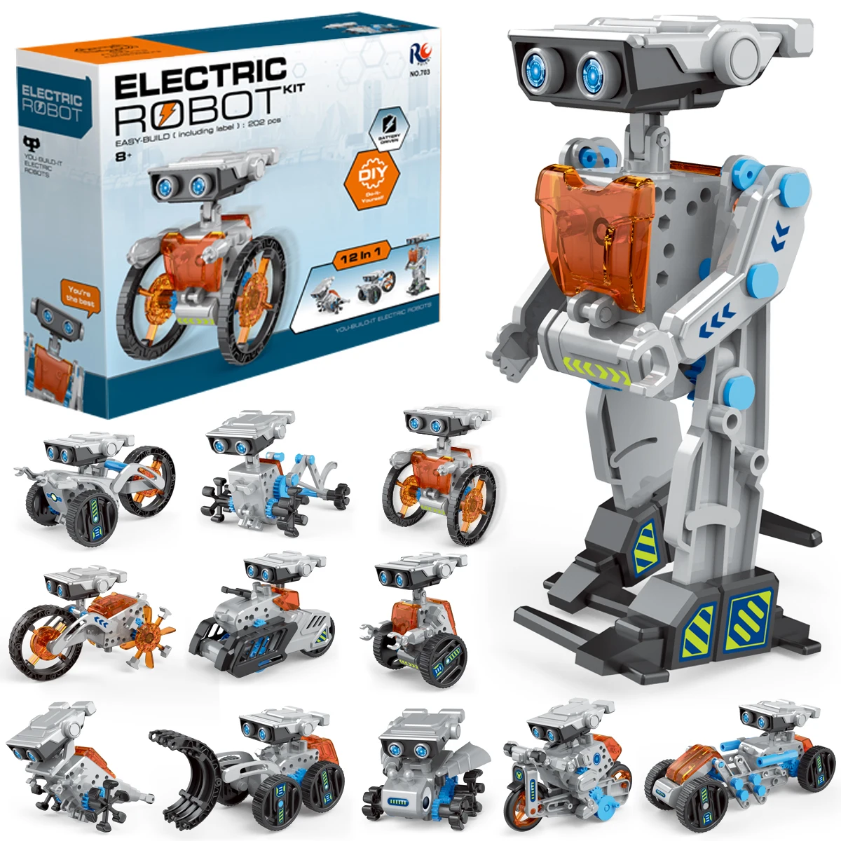 12 in 1 Education Toy Assemble Robot Electric Robot Kit Transformable Multi-Morph Robot Diy Technology Toy Gift for Children Toy
12 in 1 Education Toy Assemble Robot Electric Robot Kit Transformable Multi-Morph Robot Diy Technology Toy Gift for Children Toy
