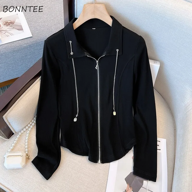 Jackets Women Chain Design Casual All-match Solid Harajuku Autumn Outwear Daily Student Turn-down Collar Trendy Ins Simple Coat
Jackets Women Chain Design Casual All-match Solid Harajuku Autumn Outwear Daily Student Turn-down Collar Trendy Ins Simple Coat