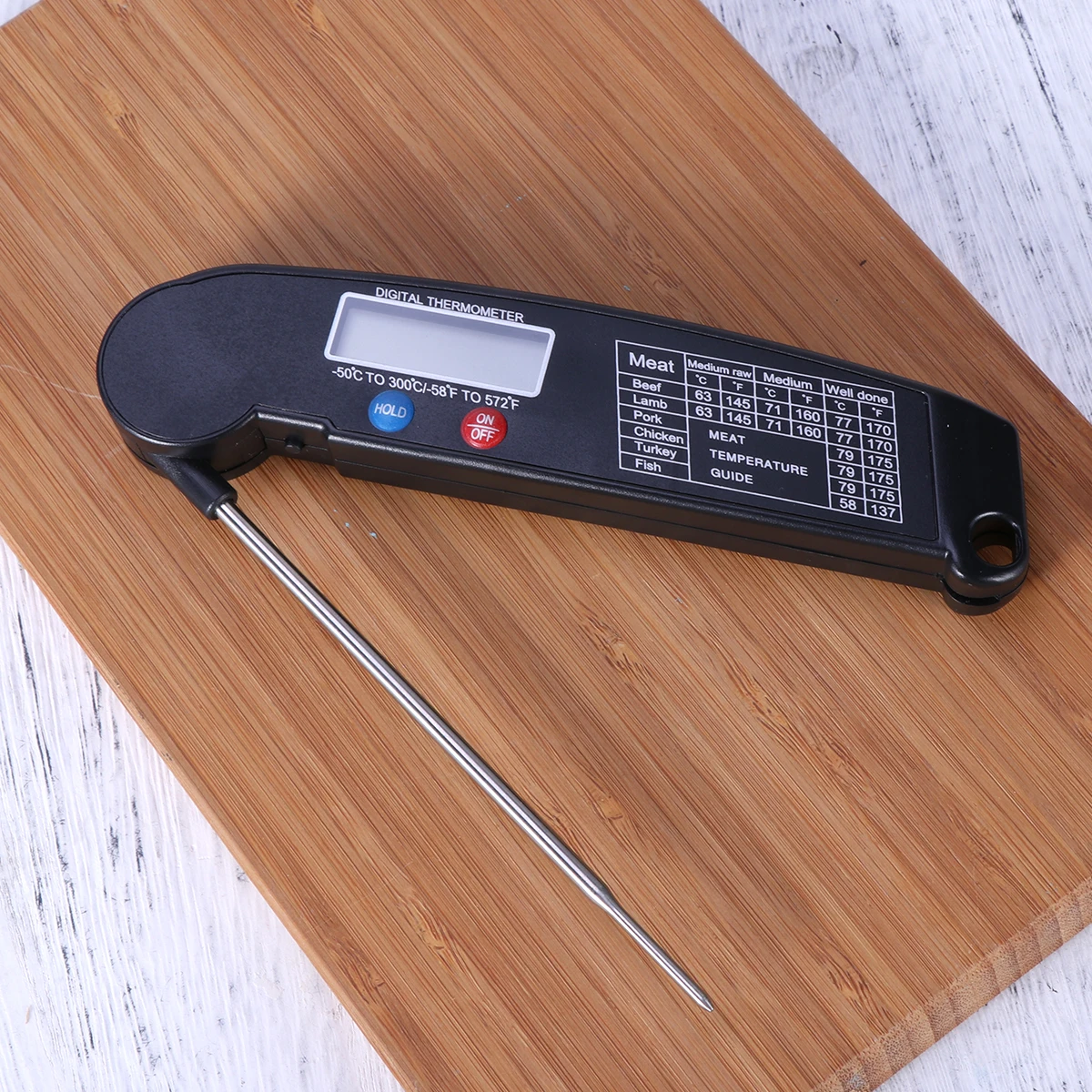 Digital Thermometer Instant Read Meat Probe 180° Rotatable Food Grade Stainless Steel ±1°C Accuracy 50~300℃ Electronic for Grill 
Digital Thermometer Instant Read Meat Probe 180° Rotatable Food Grade Stainless Steel ±1°C Accuracy 50~300℃ Electronic for Grill