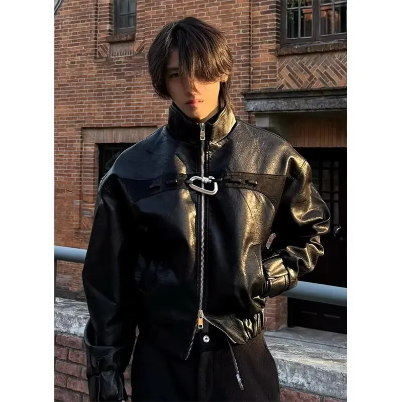 PU Leather Black Jacket For Men, Waterproof Motorcycle Mans Jacket With Stand Collar, American Hiphop Womans Streetwear Clothing
PU Leather Black Jacket For Men, Waterproof Motorcycle Mans Jacket With Stand Collar, American Hiphop Womans Streetwear Clothing