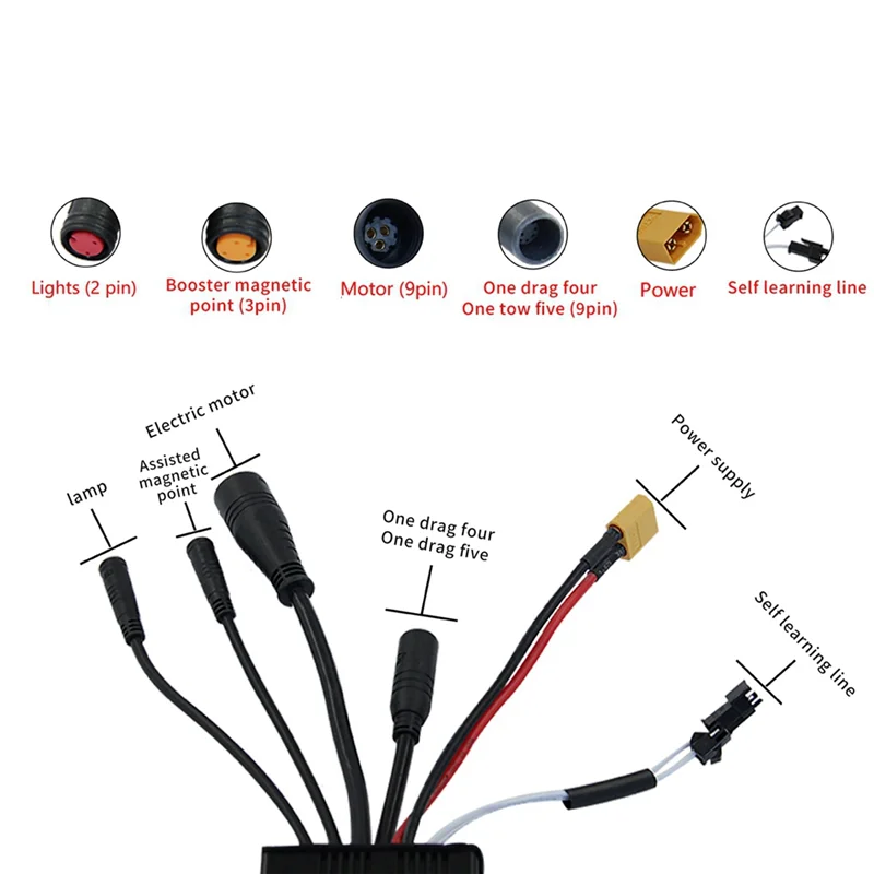 T34C 30A Three-Mode Sine Wave Ebike Controller for 36V 48V 750W1000W Electric Bicycle Motor Lithium Battery Modification Part
T34C 30A Three-Mode Sine Wave Ebike Controller for 36V 48V 750W1000W Electric Bicycle Motor Lithium Battery Modification Part