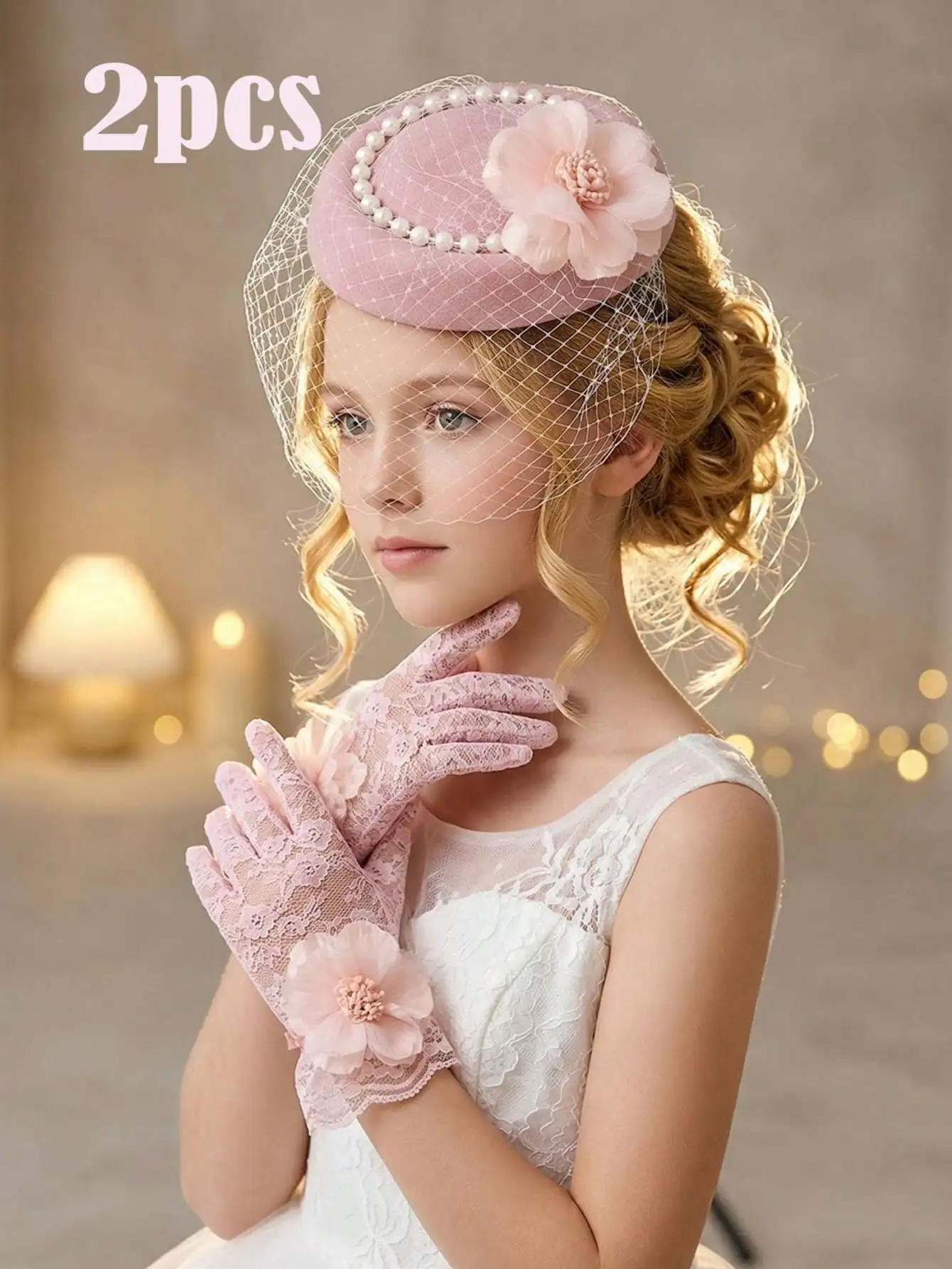2Pcs Set 3-8Y Girls Pink Tulle Flower Hat & Gloves 2-Piece Suit Wedding Photo Prop Bridal Party Decor
2Pcs Set 3-8Y Girls Pink Tulle Flower Hat & Gloves 2-Piece Suit Wedding Photo Prop Bridal Party Decor