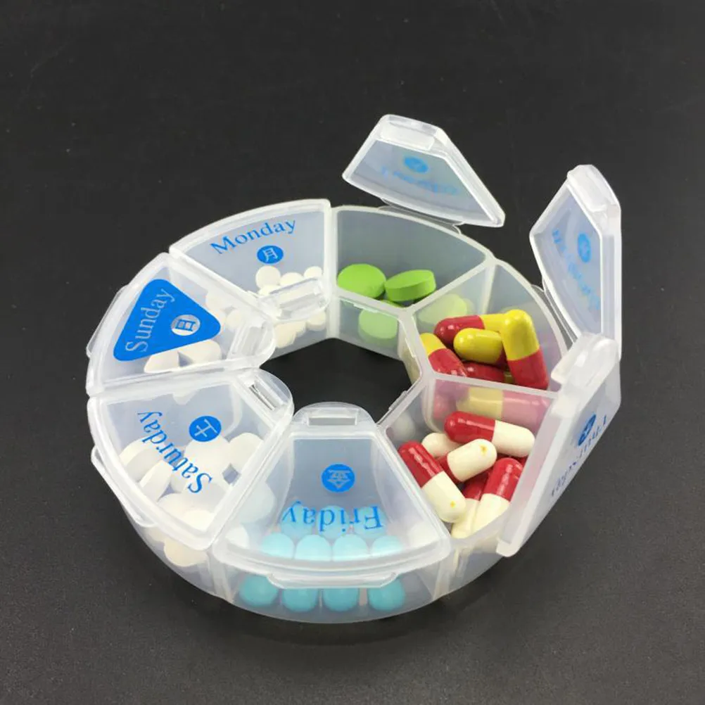 2Pcs Portable Weekly Pill Organizer 7-Day Medicine Dispenser Round Rotating Compact Lightweight Case for Travel Elderly Patients
2Pcs Portable Weekly Pill Organizer 7-Day Medicine Dispenser Round Rotating Compact Lightweight Case for Travel Elderly Patients