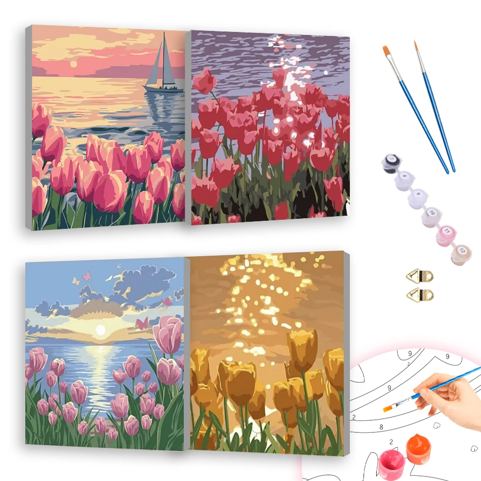 RUOPOTY 20x20cm With Frame Painting By Numbers For Beginner Flowers tulip Color Markers Picture Drawing Canvas Home Decoration
RUOPOTY 20x20cm With Frame Painting By Numbers For Beginner Flowers tulip Color Markers Picture Drawing Canvas Home Decoration