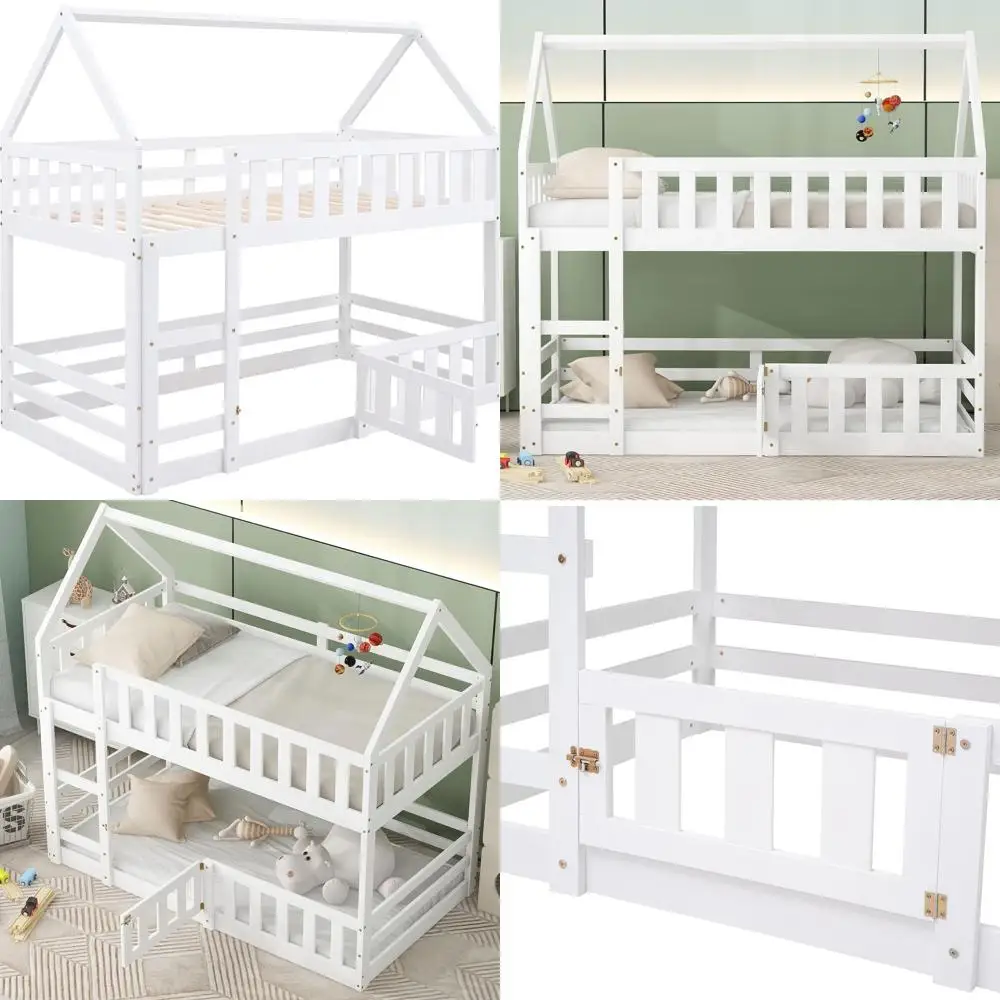 Twin Over Twin Bunk Bed with Safety Guardrails, Solid Wood, White
Twin Over Twin Bunk Bed with Safety Guardrails, Solid Wood, White