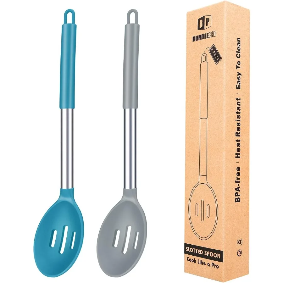 Pack of 2 Large Silicone Slotted Spoon Kitchen Skimmer with High Heat Resistant BPA Free Non Stick Cooking Ladle Strainers for
Pack of 2 Large Silicone Slotted Spoon Kitchen Skimmer with High Heat Resistant BPA Free Non Stick Cooking Ladle Strainers for