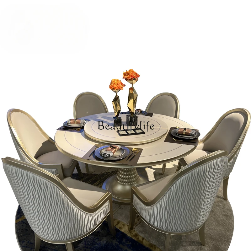 American light luxury solid wood round simple European fragrant gold French restaurant furniture
American light luxury solid wood round simple European fragrant gold French restaurant furniture