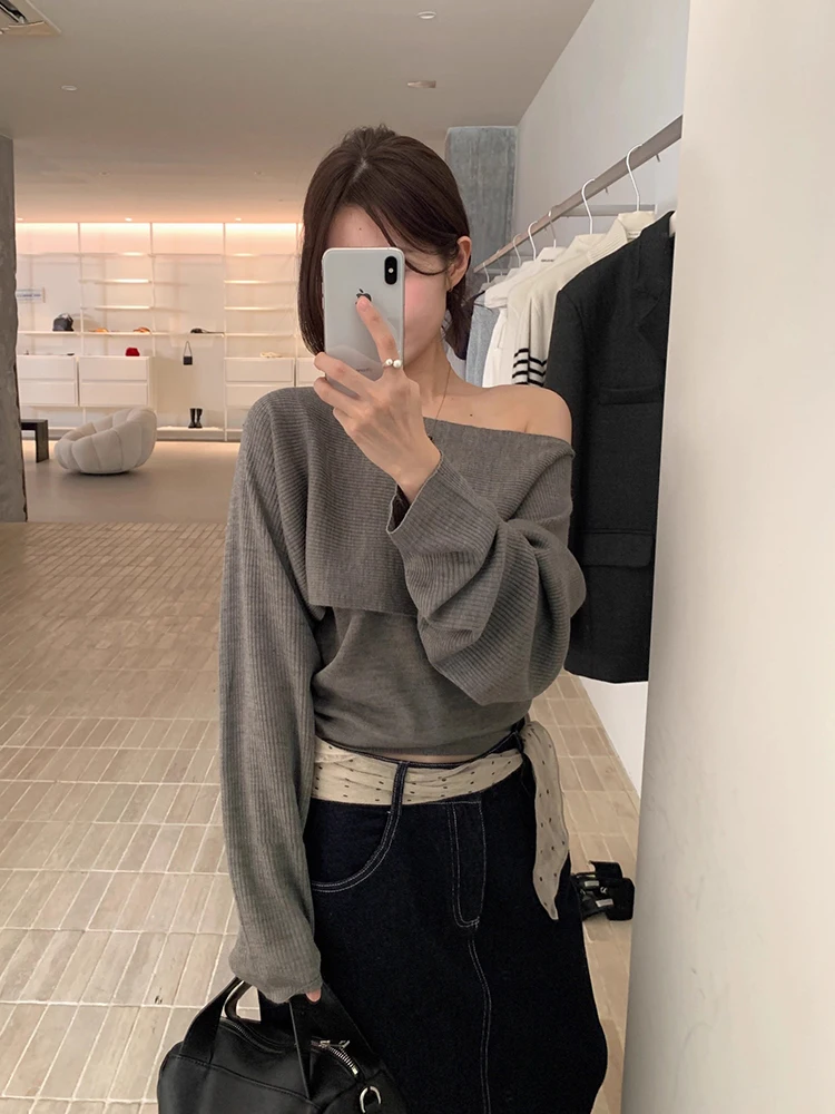 Chic Autumnal Vintage Women's Knitted Tube Top Vest Short Sleeve Batwing Shoulder One-Shoulder Sweater Fashion Set
Chic Autumnal Vintage Women's Knitted Tube Top Vest Short Sleeve Batwing Shoulder One-Shoulder Sweater Fashion Set