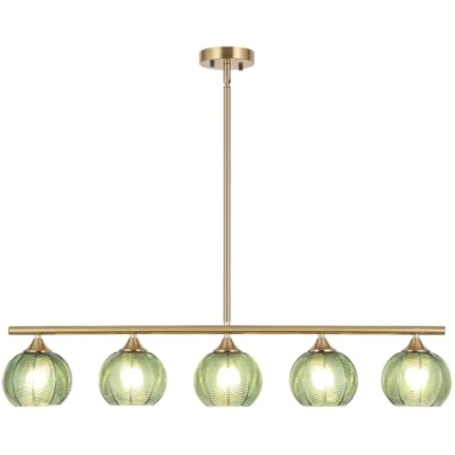 Modern Brushed Brass Linear Chandelier Green Striped Glass Shade 5-Lights Gold Mid Century Sputnik Globe Pendant Light Farmhous
Modern Brushed Brass Linear Chandelier Green Striped Glass Shade 5-Lights Gold Mid Century Sputnik Globe Pendant Light Farmhous
