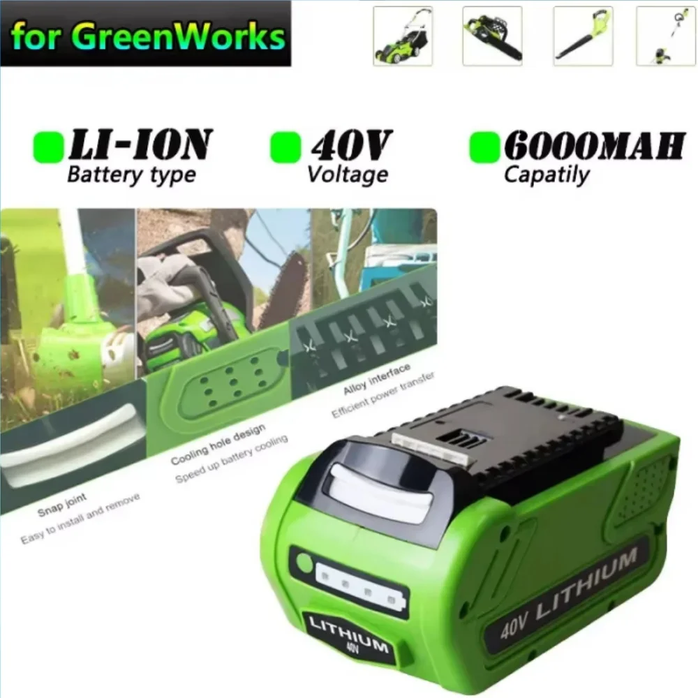 for GreenWorks 40Volt G-MAX 29252 20202 22262 27062 21242 Power Tools Replacement 40V 8000mAh 6000mAh Lithium-Ion Battery 29472
for GreenWorks 40Volt G-MAX 29252 20202 22262 27062 21242 Power Tools Replacement 40V 8000mAh 6000mAh Lithium-Ion Battery 29472