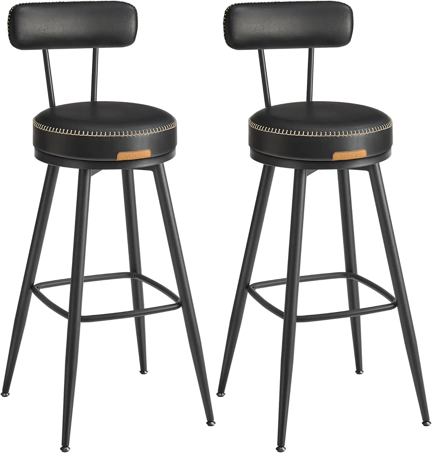 EKHO Collection - Bar Stools Set of 2, Swivel Bar Height Bar Stools with Back, Synthetic Leather with Stitching, Mid-Century
EKHO Collection - Bar Stools Set of 2, Swivel Bar Height Bar Stools with Back, Synthetic Leather with Stitching, Mid-Century