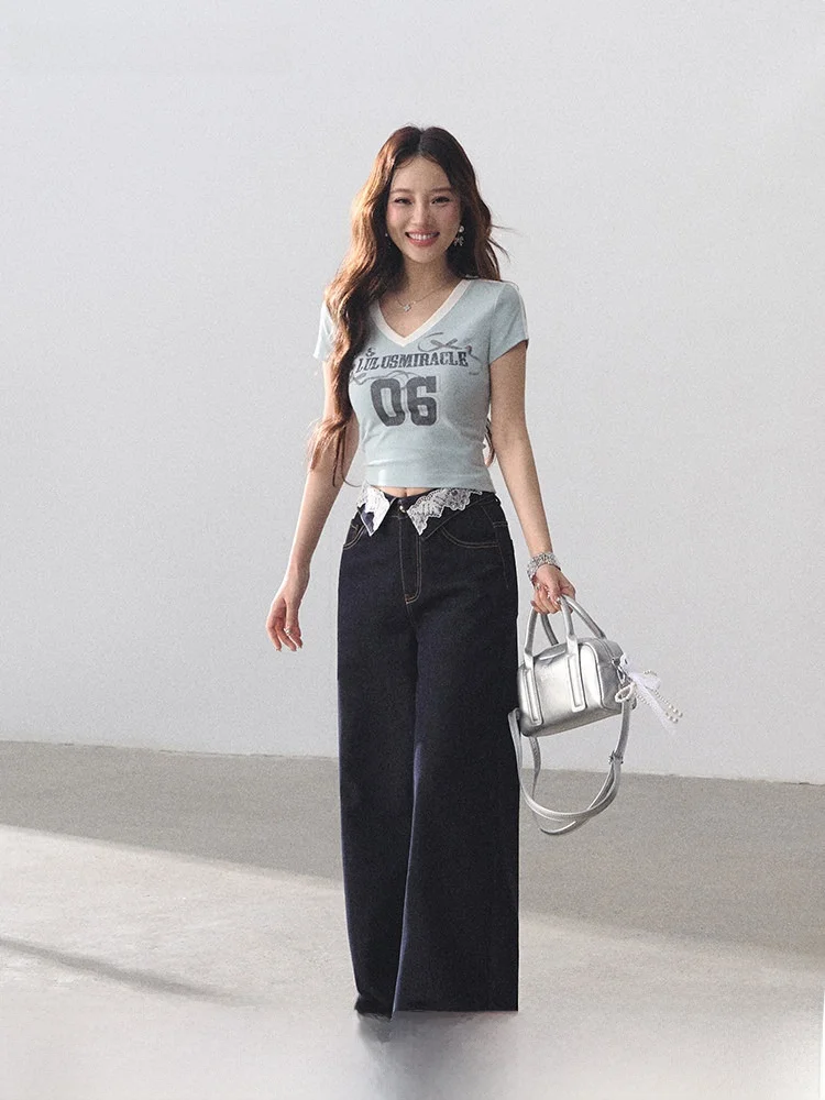 Lulus Miracle American Retro Color Block V-neck Slim Short Sleeve T-shirt Jeans Set Women's Fashion Summer Outfit Cotton Mate...
Lulus Miracle American Retro Color Block V-neck Slim Short Sleeve T-shirt Jeans Set Women's Fashion Summer Outfit Cotton Mate...