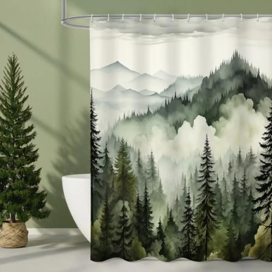 Dark Green Misty Pine Forest Shower Curtain, Mountain Foggy Woodland Scenery Tree Shower Curtains for Chic Rustic Bathroom, Abs
Dark Green Misty Pine Forest Shower Curtain, Mountain Foggy Woodland Scenery Tree Shower Curtains for Chic Rustic Bathroom, Abs