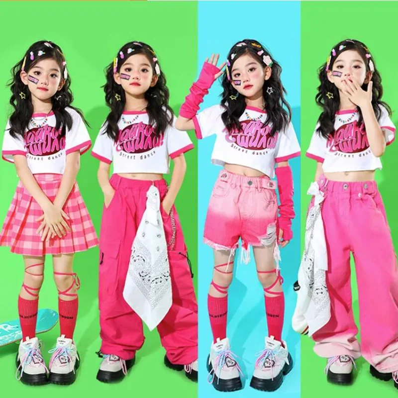 Girls Hip Hop Outfits Crop Tops Pink Cargo Pants Children Solid Shorts Clothes Set Kids Plaid Skirt Street Dance Jazz Costumes
Girls Hip Hop Outfits Crop Tops Pink Cargo Pants Children Solid Shorts Clothes Set Kids Plaid Skirt Street Dance Jazz Costumes