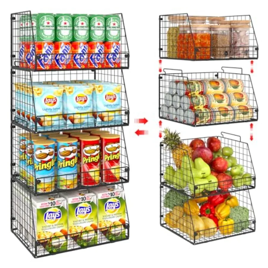 4 Pack XXL Stackable Wire Storage Basket, Extra Large Capacity Pantry Organizer and Storage, Muti-Purpose for Vegetable Fruit B
4 Pack XXL Stackable Wire Storage Basket, Extra Large Capacity Pantry Organizer and Storage, Muti-Purpose for Vegetable Fruit B