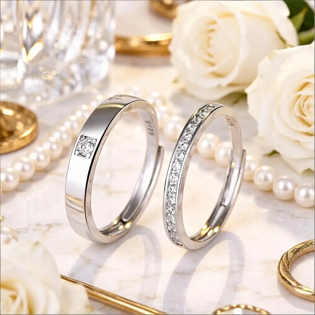 Simple 925 Sterling Silver Crystal Zircon Open Adjustable Couple Rings For Women Men Valentines Day Gift Fashion Jewelry Gifts
Simple 925 Sterling Silver Crystal Zircon Open Adjustable Couple Rings For Women Men Valentines Day Gift Fashion Jewelry Gifts