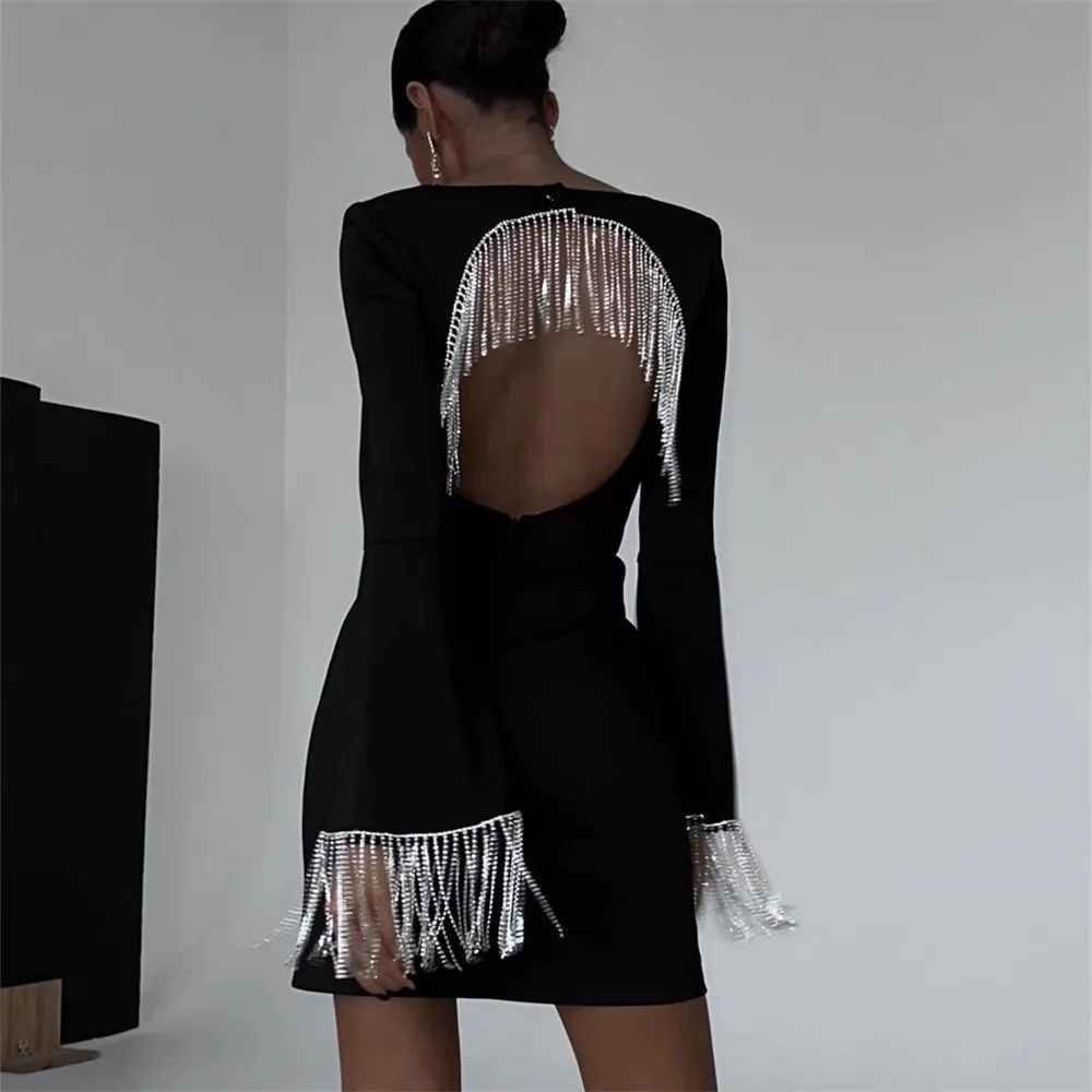 European American stage fashion women's personalized hollow out backless tassel U-neck Hollowed Out Tassel Dress singer dress
European American stage fashion women's personalized hollow out backless tassel U-neck Hollowed Out Tassel Dress singer dress
