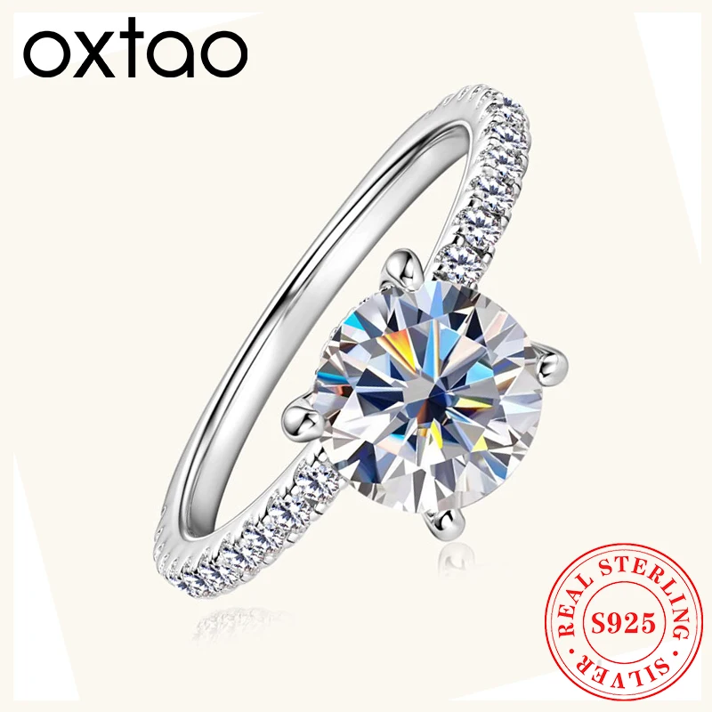 OXTAO D VVS1 2CT Round Moissanite Ring White Gold Plated S925 Sterling Silver Diamond Wedding Rings for Women with GRA Certified
OXTAO D VVS1 2CT Round Moissanite Ring White Gold Plated S925 Sterling Silver Diamond Wedding Rings for Women with GRA Certified