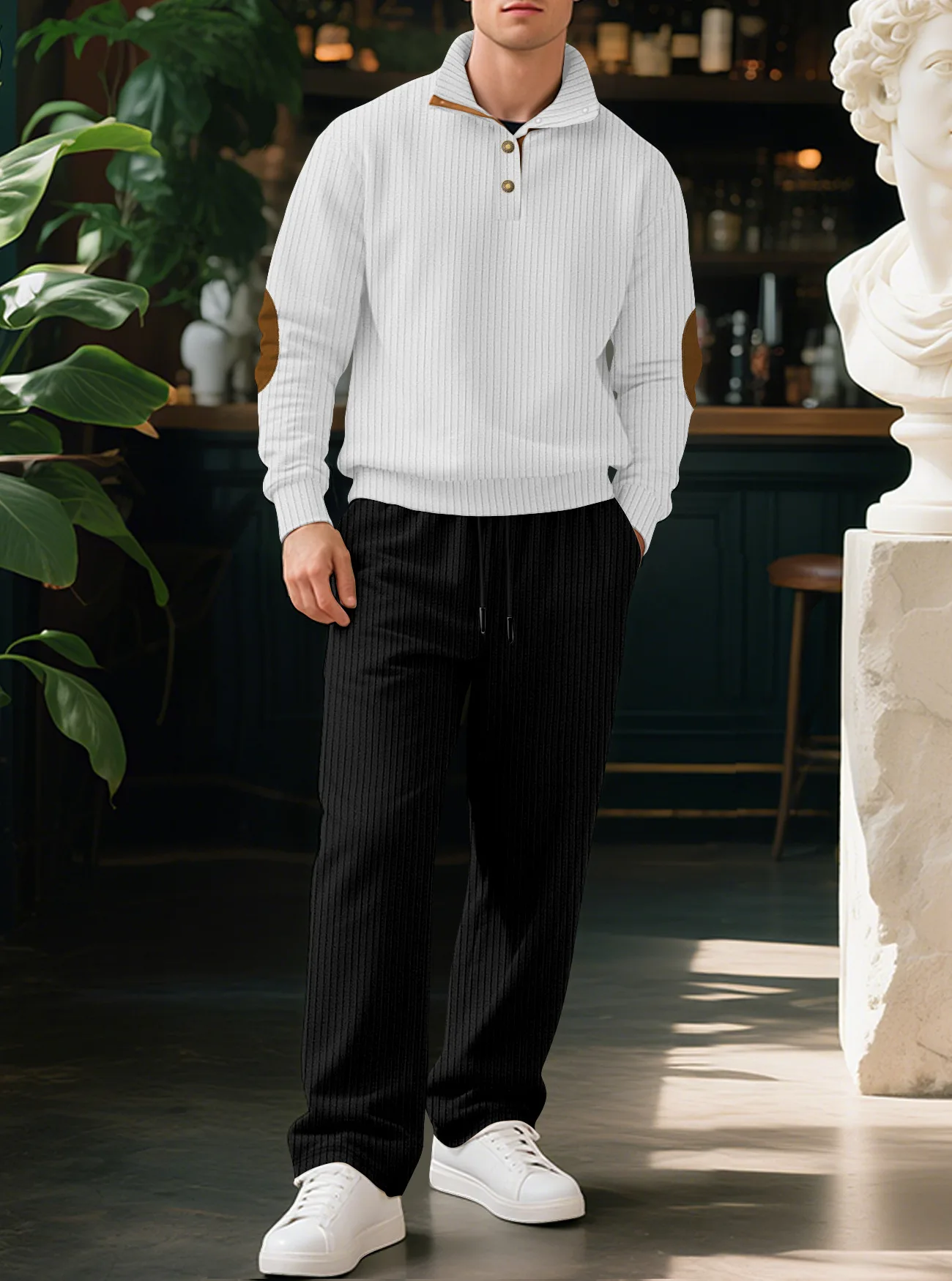 New style spring-autumn men's soft, comfortable and breathable Henry collar long-sleeved sports shirt paired with drawstring pan
New style spring-autumn men's soft, comfortable and breathable Henry collar long-sleeved sports shirt paired with drawstring pan