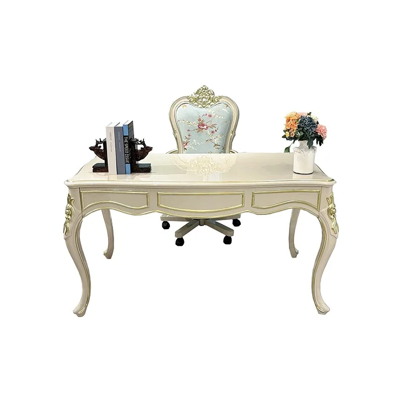 French solid wood desk and chair combination, European luxury neoclassical small apartment study computer desk bedroom desk
French solid wood desk and chair combination, European luxury neoclassical small apartment study computer desk bedroom desk
