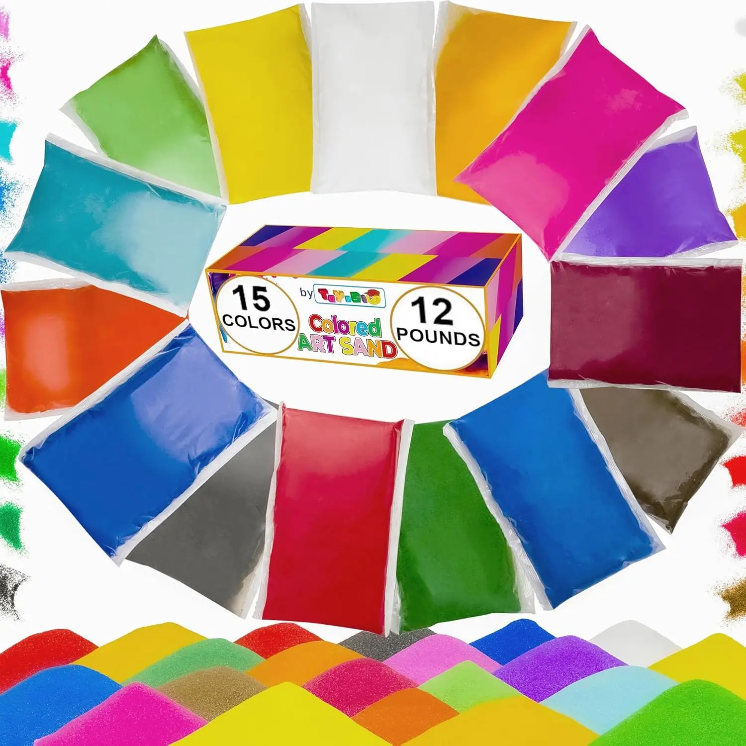 15 Color Sand Art Bulk, 12 lbs Non-Toxic Craft Sand for Kids Parties
15 Color Sand Art Bulk, 12 lbs Non-Toxic Craft Sand for Kids Parties