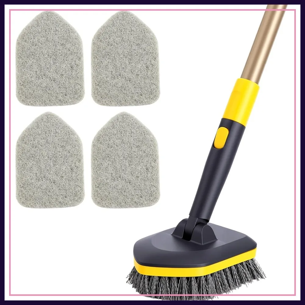 2 in 1 Tub Tile Scrubber Brush with 4 Scouring Pads, 58.2 Inch Adjustable Telescopic Pole, Stiff Bristles for Bathroom Kitchen Cleaning
2 in 1 Tub Tile Scrubber Brush with 4 Scouring Pads, 58.2 Inch Adjustable Telescopic Pole, Stiff Bristles for Bathroom Kitchen Cleaning
