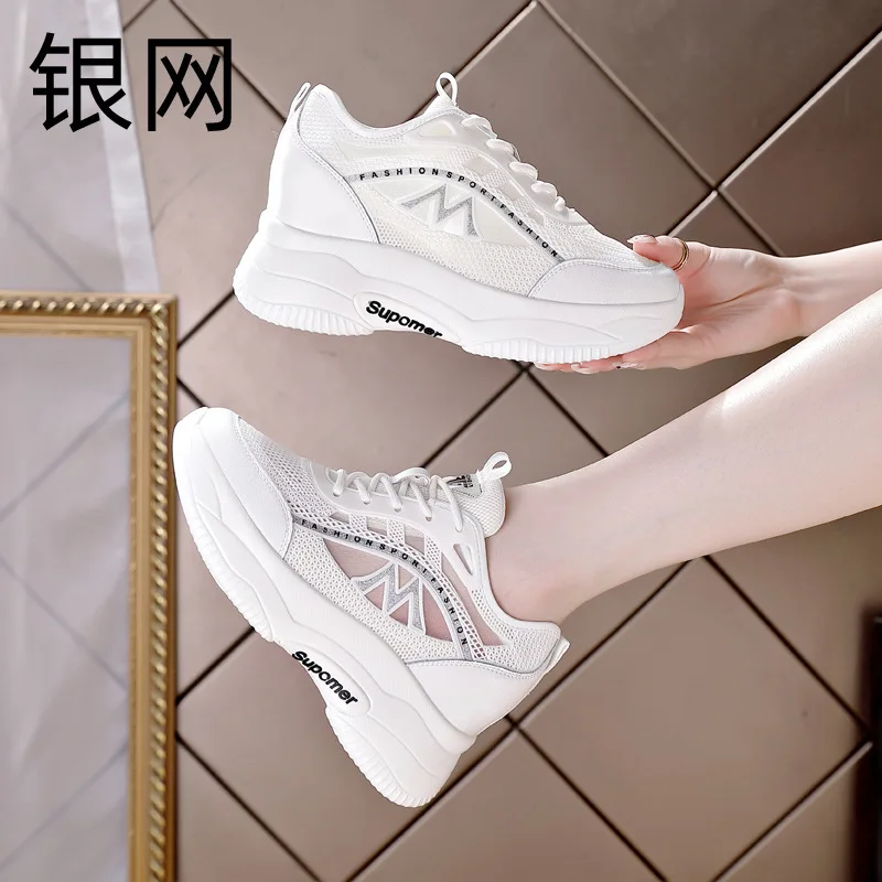 White Mesh Hidden Wedge Sneakers For Women With Lace Up Design Round Toe Non Slip Thick Sole Breathable Casual Summer Sports Sho
White Mesh Hidden Wedge Sneakers For Women With Lace Up Design Round Toe Non Slip Thick Sole Breathable Casual Summer Sports Sho