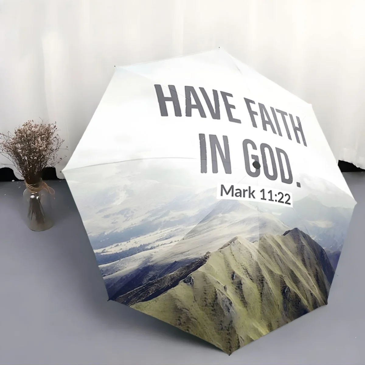 A Compact Umbrella Featuring a Mountain Scene And an Uplifting Quote, Perfect As a Thoughtful Gift for Any Occasion.
A Compact Umbrella Featuring a Mountain Scene And an Uplifting Quote, Perfect As a Thoughtful Gift for Any Occasion.