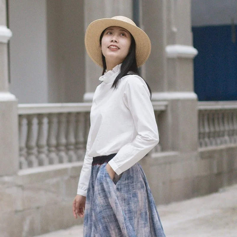 Yuanji High Densi Cotton Long Sve Petal Stand Collar irt Vintage Elegance White Color Women's Premium Quali Blouse
Yuanji High Densi Cotton Long Sve Petal Stand Collar irt Vintage Elegance White Color Women's Premium Quali Blouse