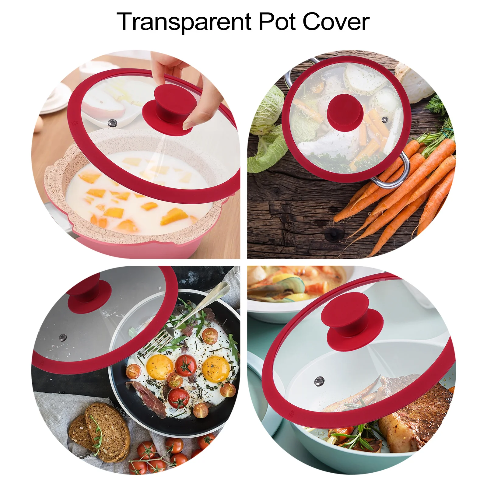1Pcs Silicone Edge Tempered Glass Pot Lid Round Cover Heat Retention Splash Proof Ergonomic Handle Universal Replacement 
1Pcs Silicone Edge Tempered Glass Pot Lid Round Cover Heat Retention Splash Proof Ergonomic Handle Universal Replacement