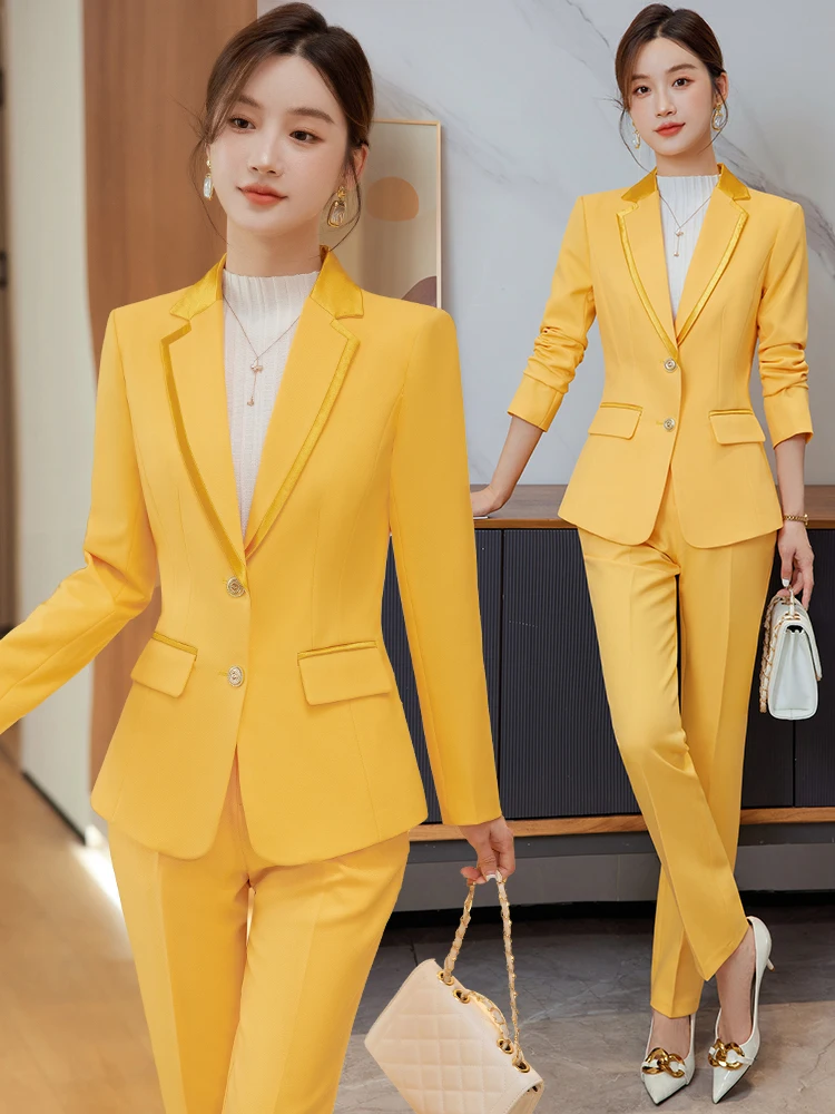 Yellow Suit Set for Women Managerial Formal Workwear Autumn Winter Outerwear Button up Slim Fit Polyester Commute Style
Yellow Suit Set for Women Managerial Formal Workwear Autumn Winter Outerwear Button up Slim Fit Polyester Commute Style