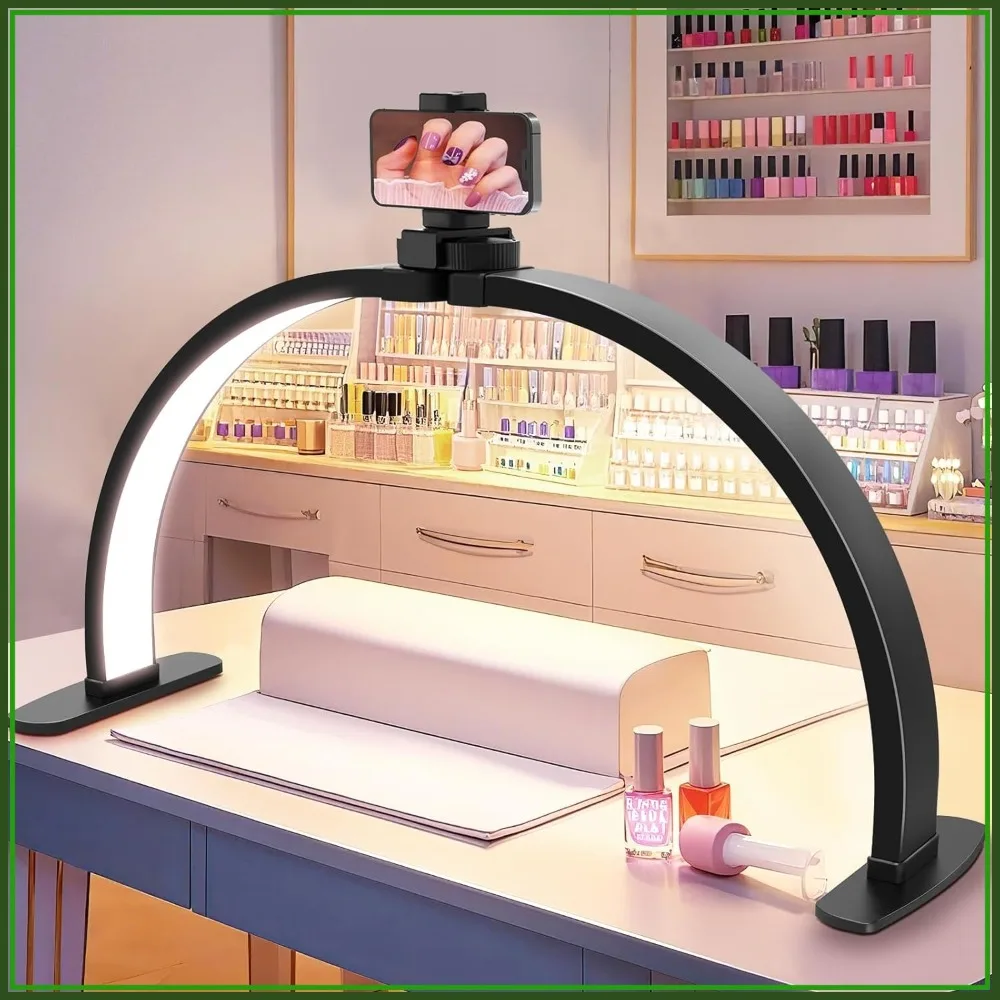 29in LED Arch Nail Desk Lamp, 3 Color Modes & 10 Brightness, with Phone Holder for Salon
29in LED Arch Nail Desk Lamp, 3 Color Modes & 10 Brightness, with Phone Holder for Salon