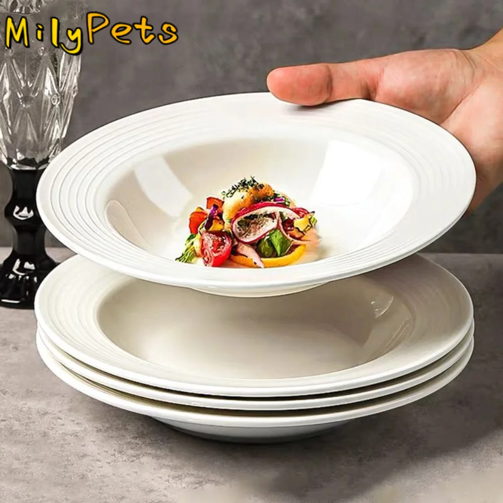 2PCS Japanese-Style Ceramic Straw Hat Plate Threaded Pattern Under-glaze Painting Dinner Plate White Round Serving Dish Salad
2PCS Japanese-Style Ceramic Straw Hat Plate Threaded Pattern Under-glaze Painting Dinner Plate White Round Serving Dish Salad