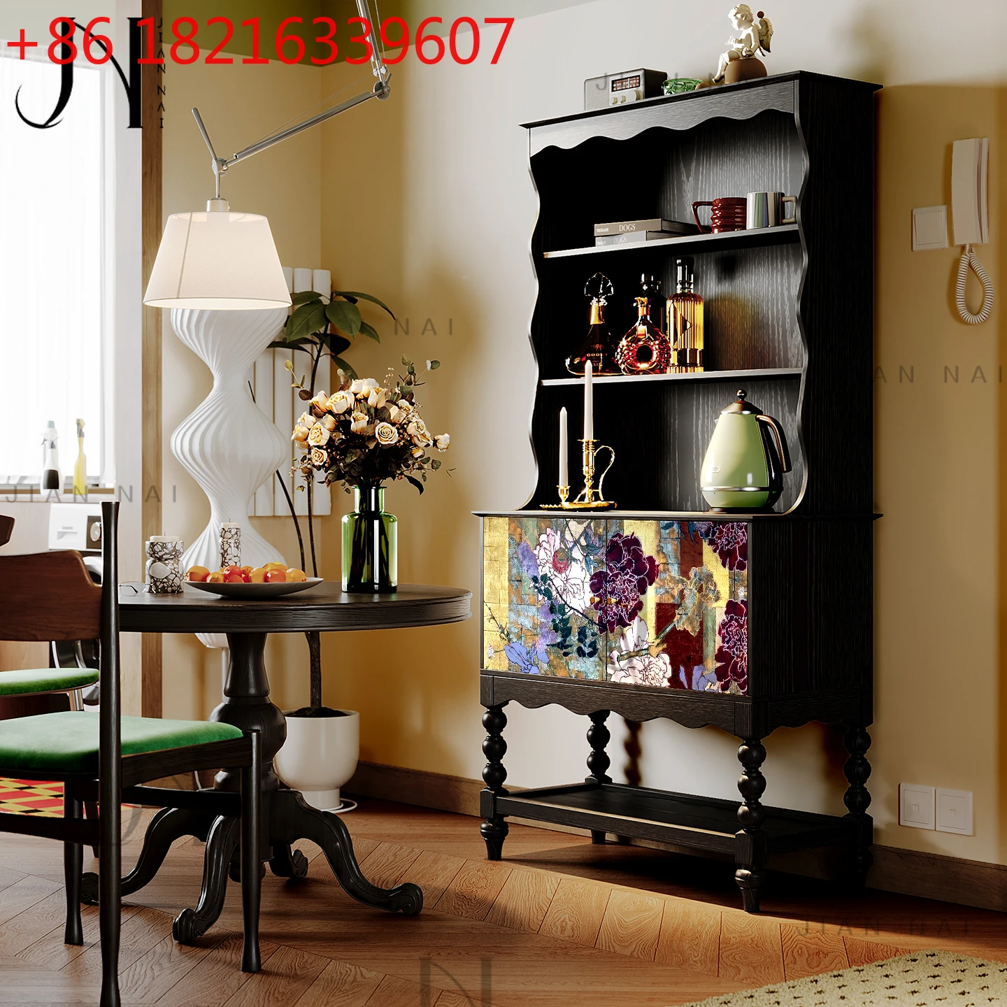 French vintage gold leaf flower cluster bookcase, solid wood living room storage, storage wall-walled tea cabinet, dining room
French vintage gold leaf flower cluster bookcase, solid wood living room storage, storage wall-walled tea cabinet, dining room