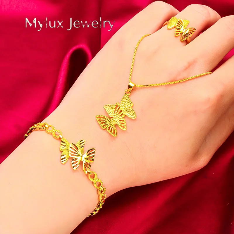 Mylux Jewelry 24K Gold Bowknot Jewelry Set | AU999 Pure Gold, matching bracelet, necklace, and ring, 3D bowknots for a sweet and
Mylux Jewelry 24K Gold Bowknot Jewelry Set | AU999 Pure Gold, matching bracelet, necklace, and ring, 3D bowknots for a sweet and