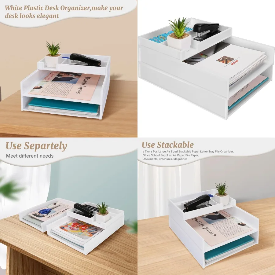 Stackable Letter Tray 3 Pcs A4 Paper Tray for Desk Organization Plastic Document File Organizer Set for A4 Paper Magazines Rece
Stackable Letter Tray 3 Pcs A4 Paper Tray for Desk Organization Plastic Document File Organizer Set for A4 Paper Magazines Rece