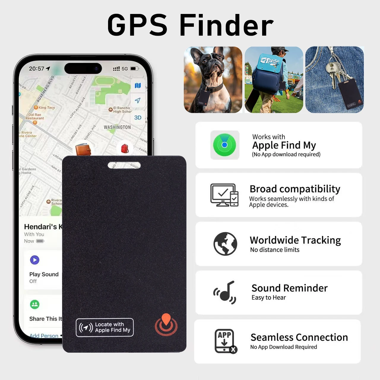 Тонкий Bluetooth-поиск предметов, трекер, кошелек, карта слежения, совместимая с Find My (только iOS), IP68, водонепроницаемый для чемодана
Тонкий Bluetooth-поиск предметов, трекер, кошелек, карта слежения, совместимая с Find My (только iOS), IP68, водонепроницаемый для чемодана