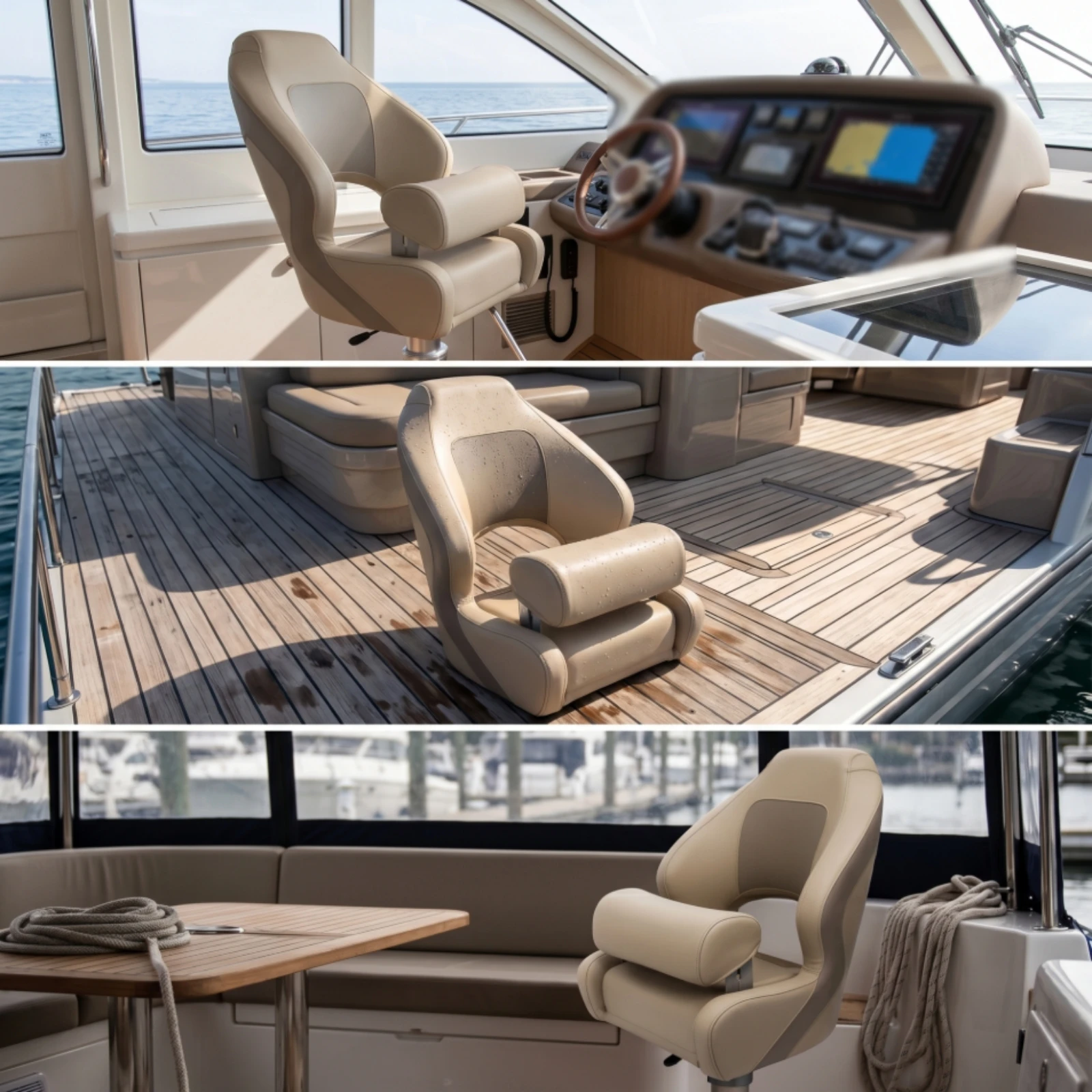 Helm Seat Upholstered Boat Seat with Side Support Captain's Chair Two-Tone Furniture Resistant for Yachts
Helm Seat Upholstered Boat Seat with Side Support Captain's Chair Two-Tone Furniture Resistant for Yachts